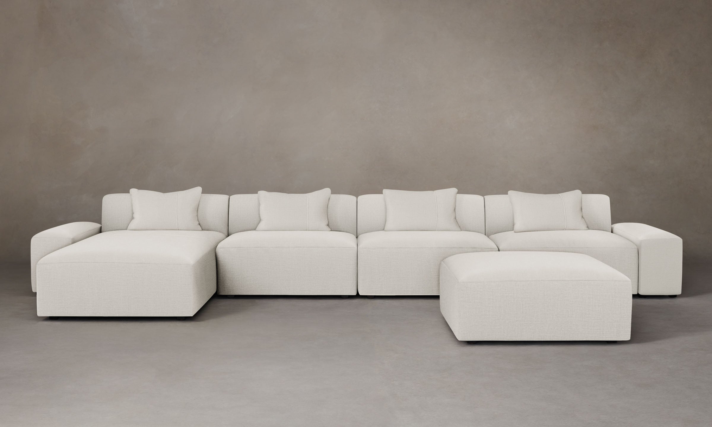 Luxury Breuer Modular Sectional Sofa - Italian Brushed Wool Fabric in Vanilla | Modern Living Room Furniture for Home & Office