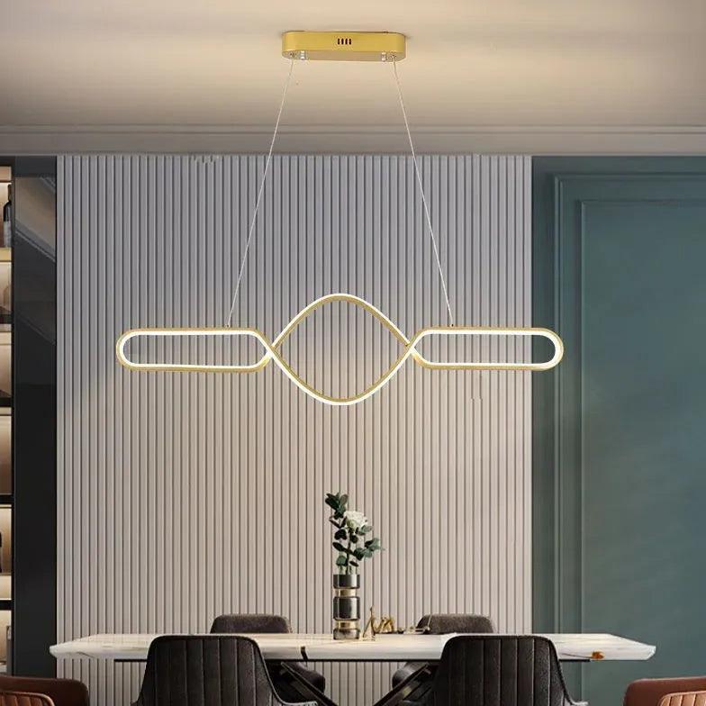 Modern Wave-Shaped LED Pendant Light - Sleek Streamlined Design for Kitchen Island, Dining Room & Bedroom Lighting