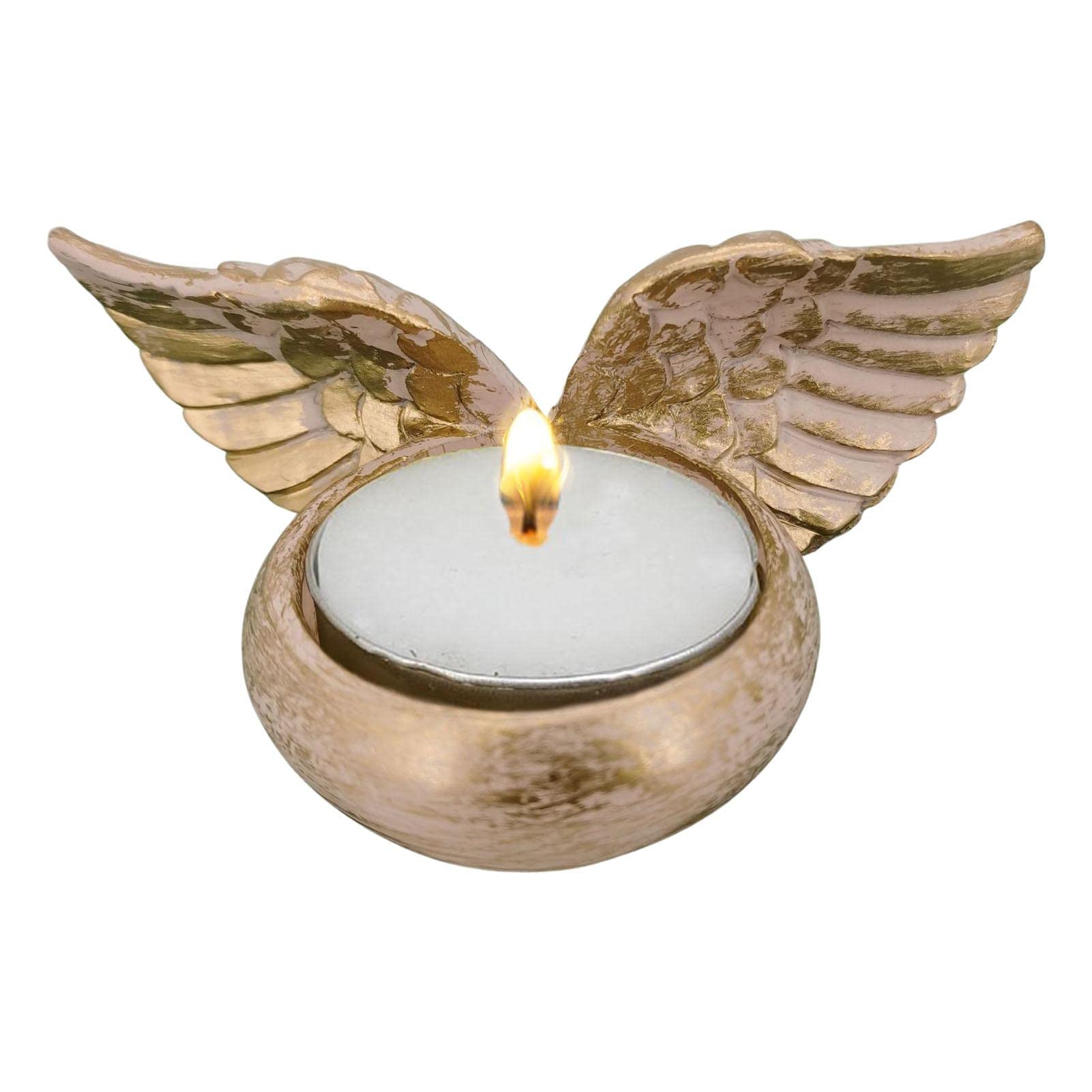 Angel Wings Tealight Candle Holders - Elegant Resin Angel Wing Sculpture for Prayer, Memorial & Home Decor | Perfect for Weddings, Christmas & Spiritual Spaces