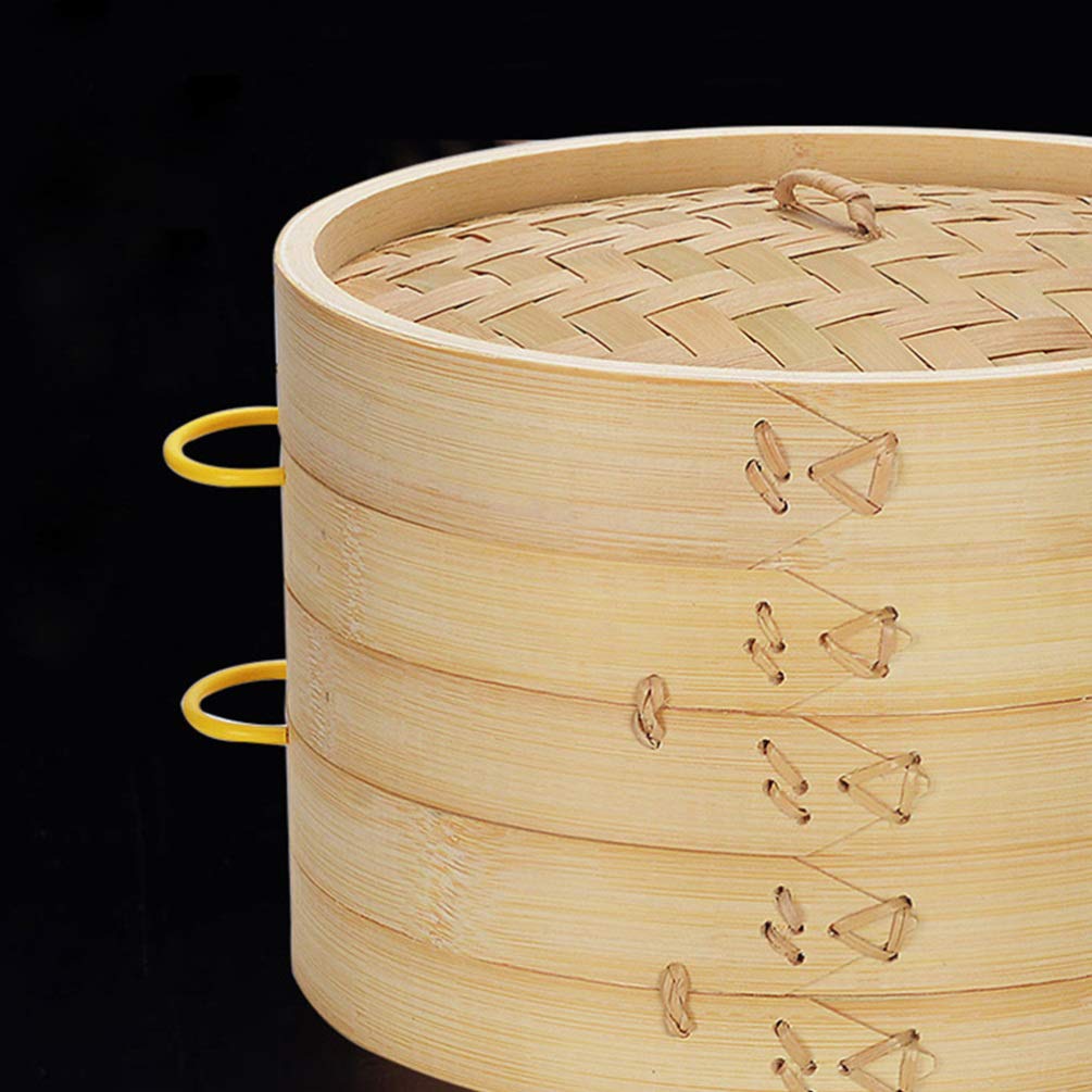 DOITOOL 2-Piece Bamboo Steamer Basket Set for Buns, Dumplings & Vegetables - Perfect for Dim Sum, Asian Cooking & Healthy Meal Prep