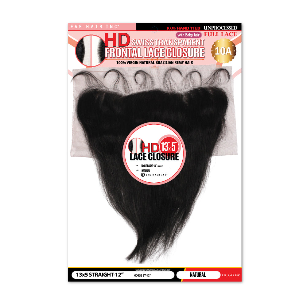 EVE HAIR INC Swiss Lace 13x5 Frontal Closure - Natural Looking Hairline for Glueless Installations | Perfect for Wigs, Weaves & Protective Styling