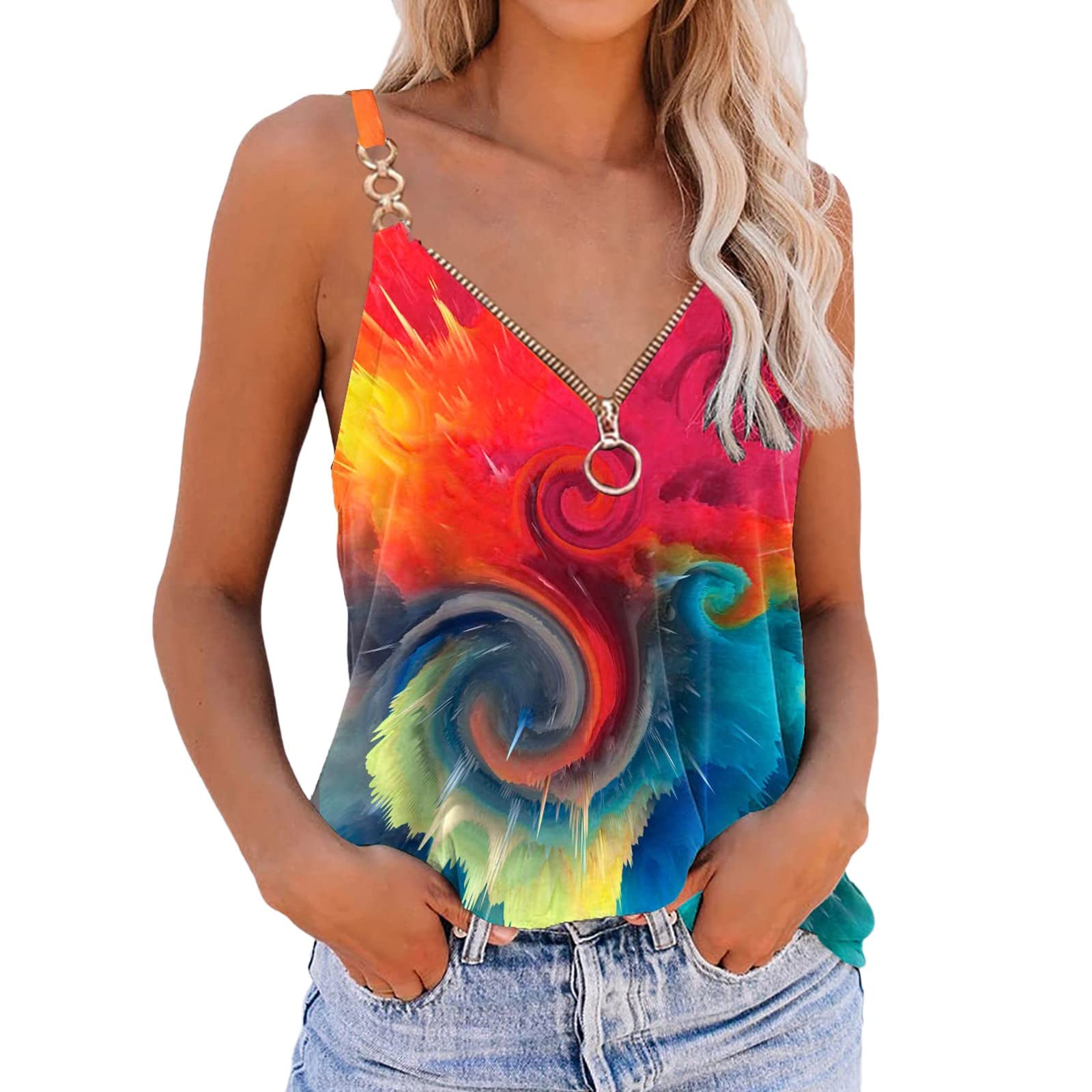 Women's Summer Fashion Tank Tops - Trendy Loose Fit Cute Printed Athletic Crop Tops for Casual Wear, Gym & Beach Outfits