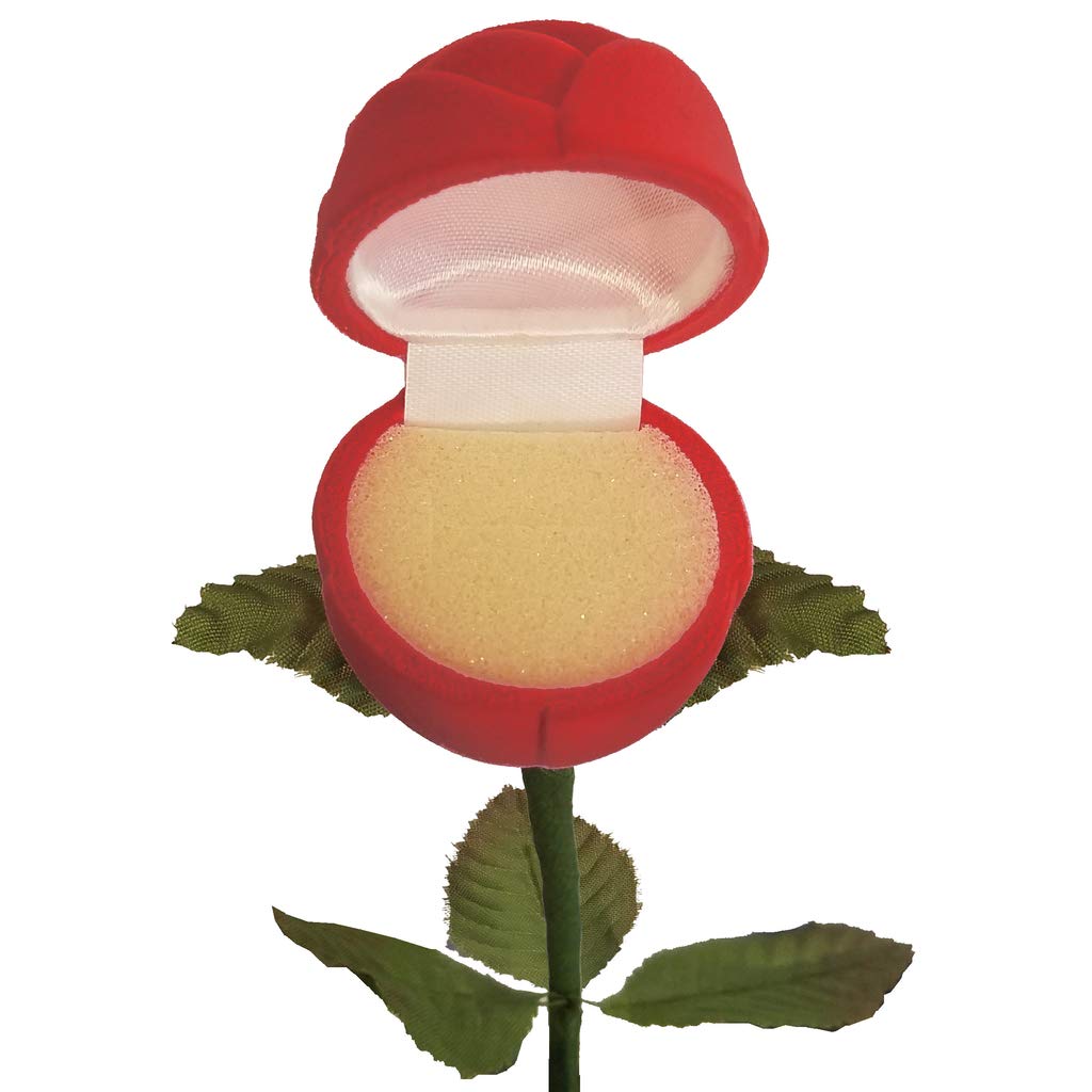FixtureDisplays Red Velour Long Stem Rose Gift Box - Elegant Presentation Box with Ring (12 Pack) - Perfect for Valentine's Day, Anniversaries & Romantic Proposals