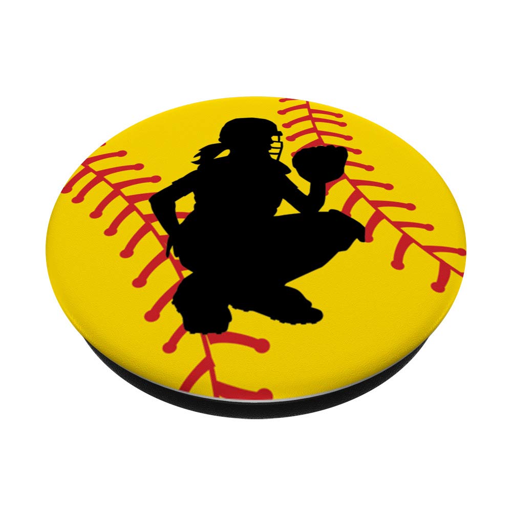 Softball Catcher PopSockets PopGrip: Swappable Phone & Tablet Grip for Enhanced Comfort and Style, Perfect for Sports Fans and Everyday Use
