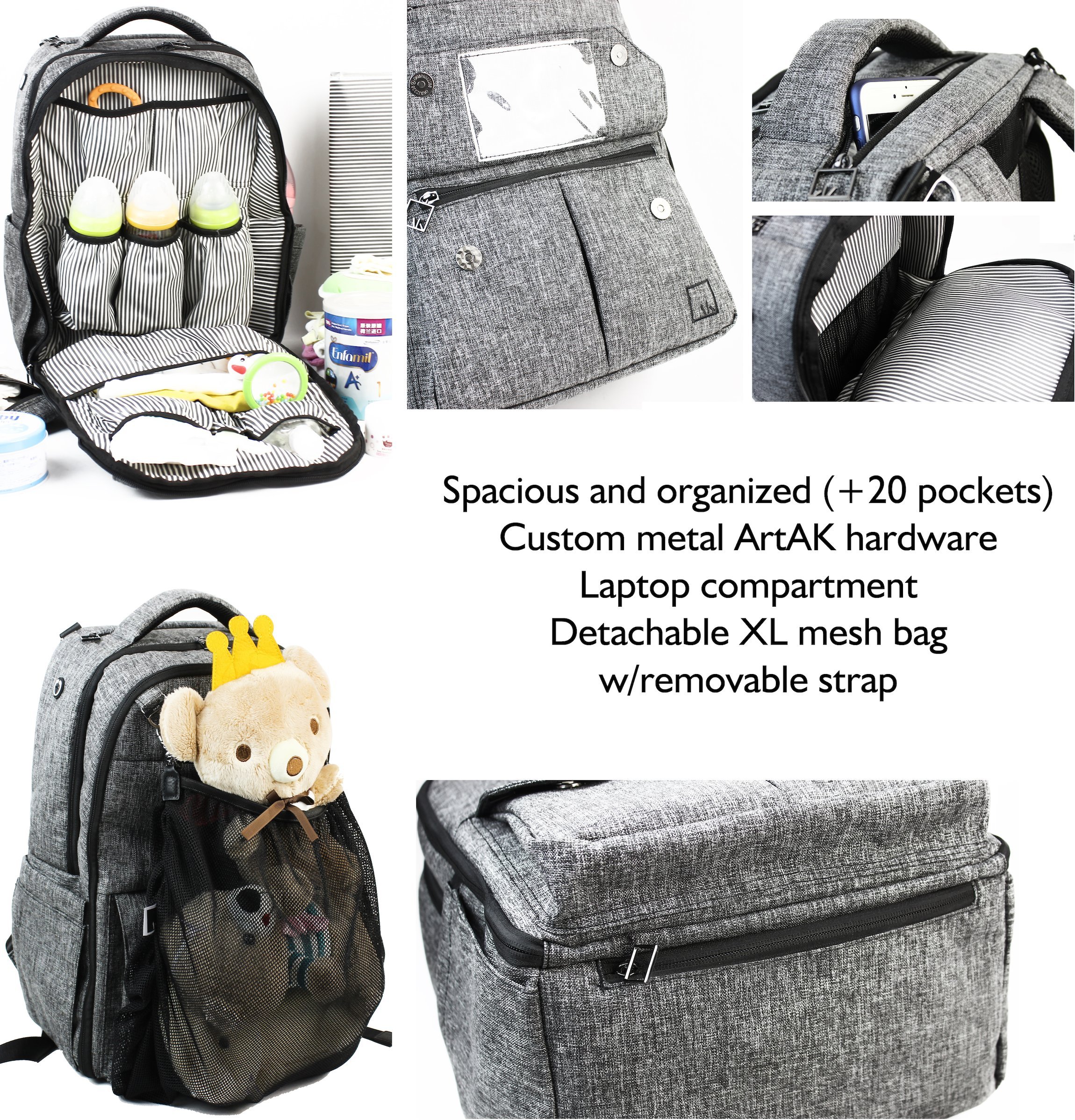 Large Multifunctional Diaper Backpack for Moms - Waterproof Baby Bag with Stroller Straps - Perfect for Family Travel, Daycare & Outdoor Adventures