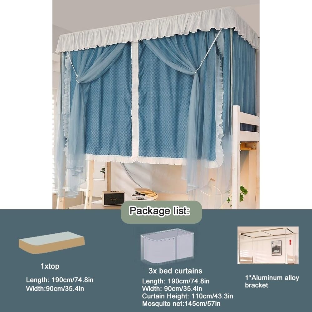 **Bunk Bed Privacy Curtain Set with Sturdy Aluminum Frame - Canopy Bed Curtains for Upper & Lower Bunks - Dorm Room Essentials (Pink) - Perfect for College Dorms, Kids' Rooms & Shared Spaces**