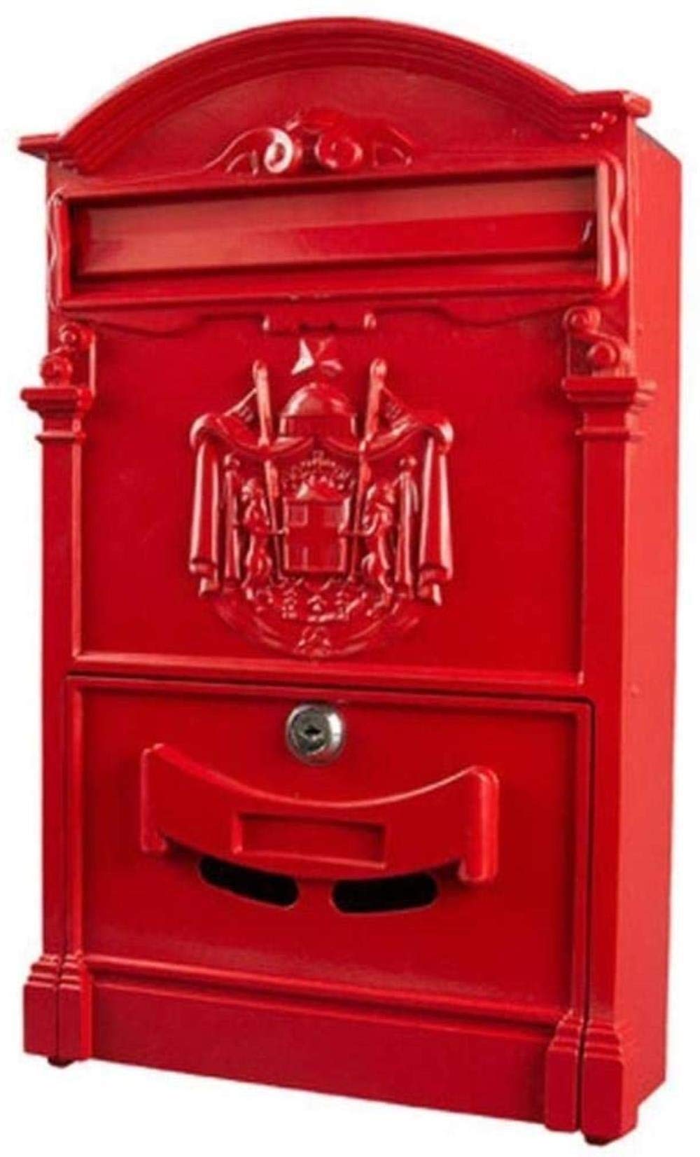 **Waterproof Wall Mounted Mailbox with Lock - Outdoor Letter Box for Home & Office (Black/Red) - Secure Mail Delivery for Apartments, Villas & Commercial Buildings**