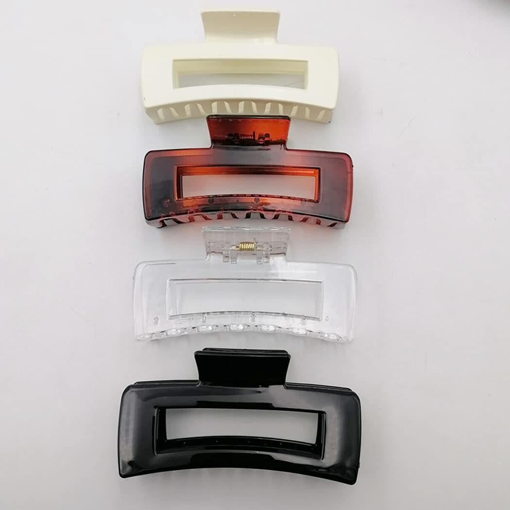 Licogel 4PCS Large Rectangle Hair Claw Clips - Decorative Hollow Barrettes for Women & Girls - Perfect for Thick, Curly, Long or Thin Hair - Great for Work, School, Parties and Everyday Styling