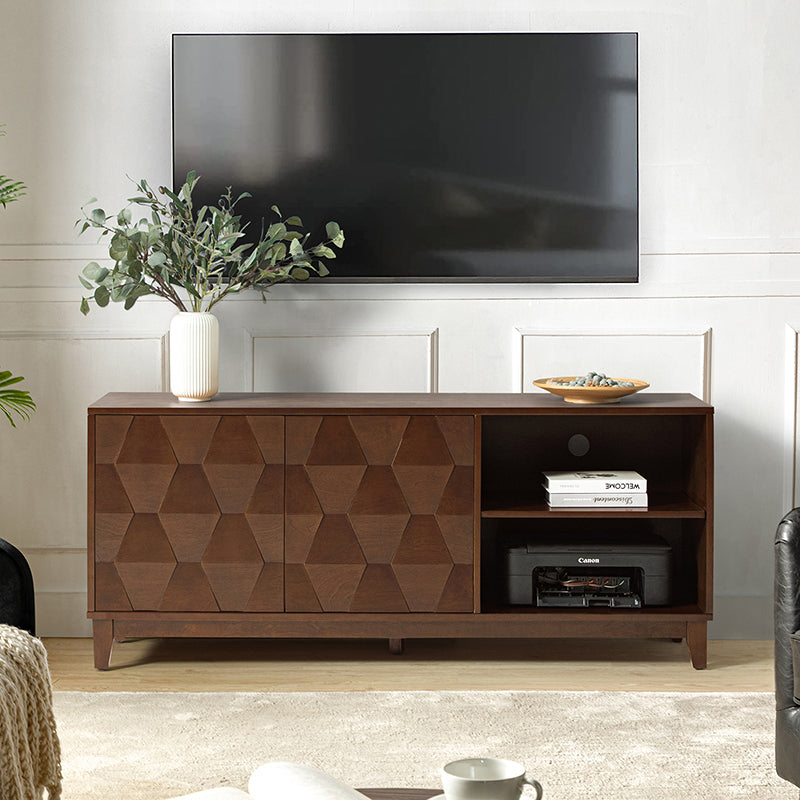 Samuel Open Storage Shelf TV Stand with Cable Management Holes - Modern Entertainment Center for Living Room, Bedroom & Home Office Organization