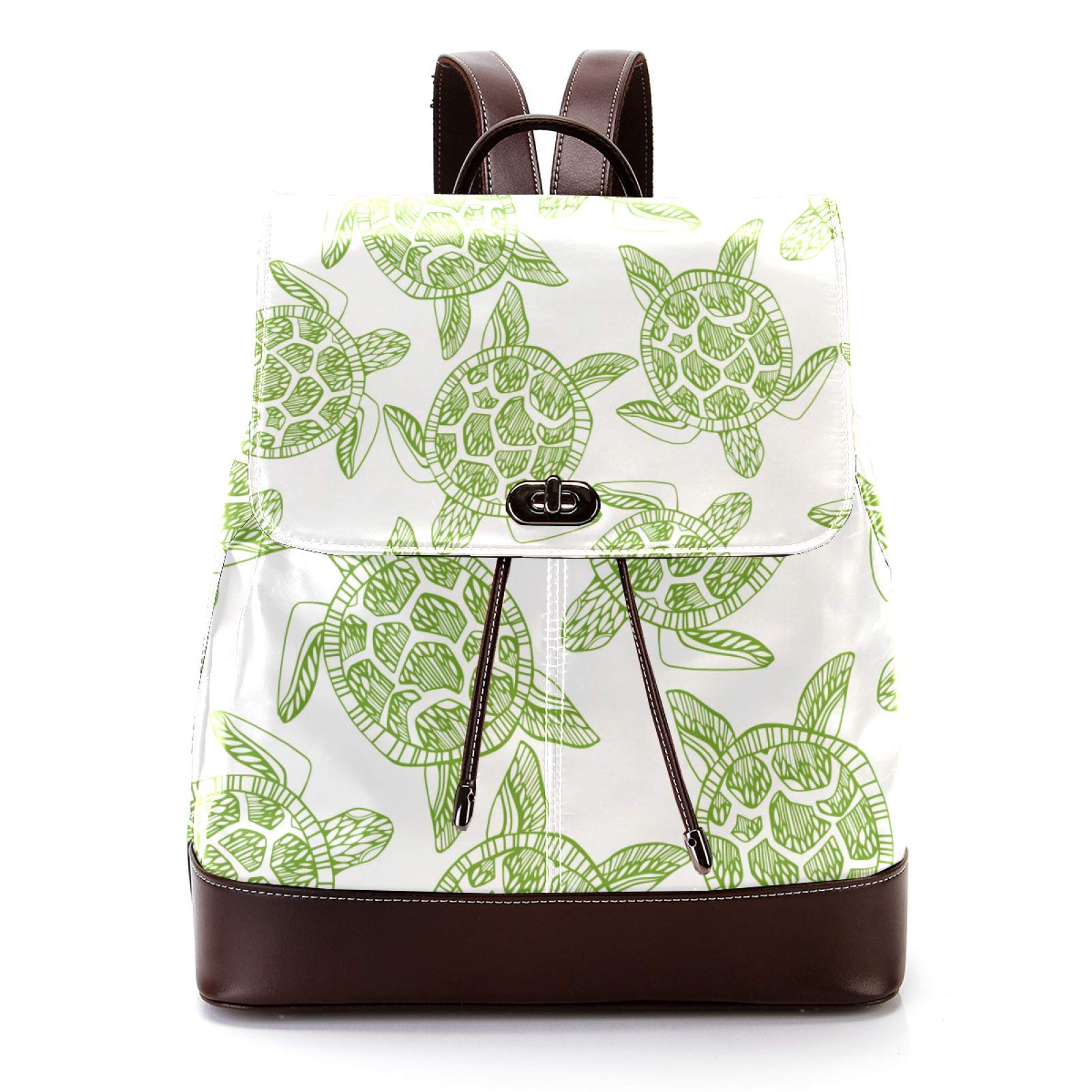 Stylish PU Leather Backpack for Men & Women - Waterproof Laptop Backpack with Sea Turtle Design - Perfect for College, Travel, Work & Everyday Use