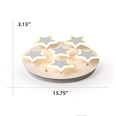 Modern LED Ceiling Light - Art Deco White Dimmable Flush Mount Fixture with Star Design for Living Room, Bedroom, Dining Room | Energy Efficient Home Lighting for Indoor Spaces