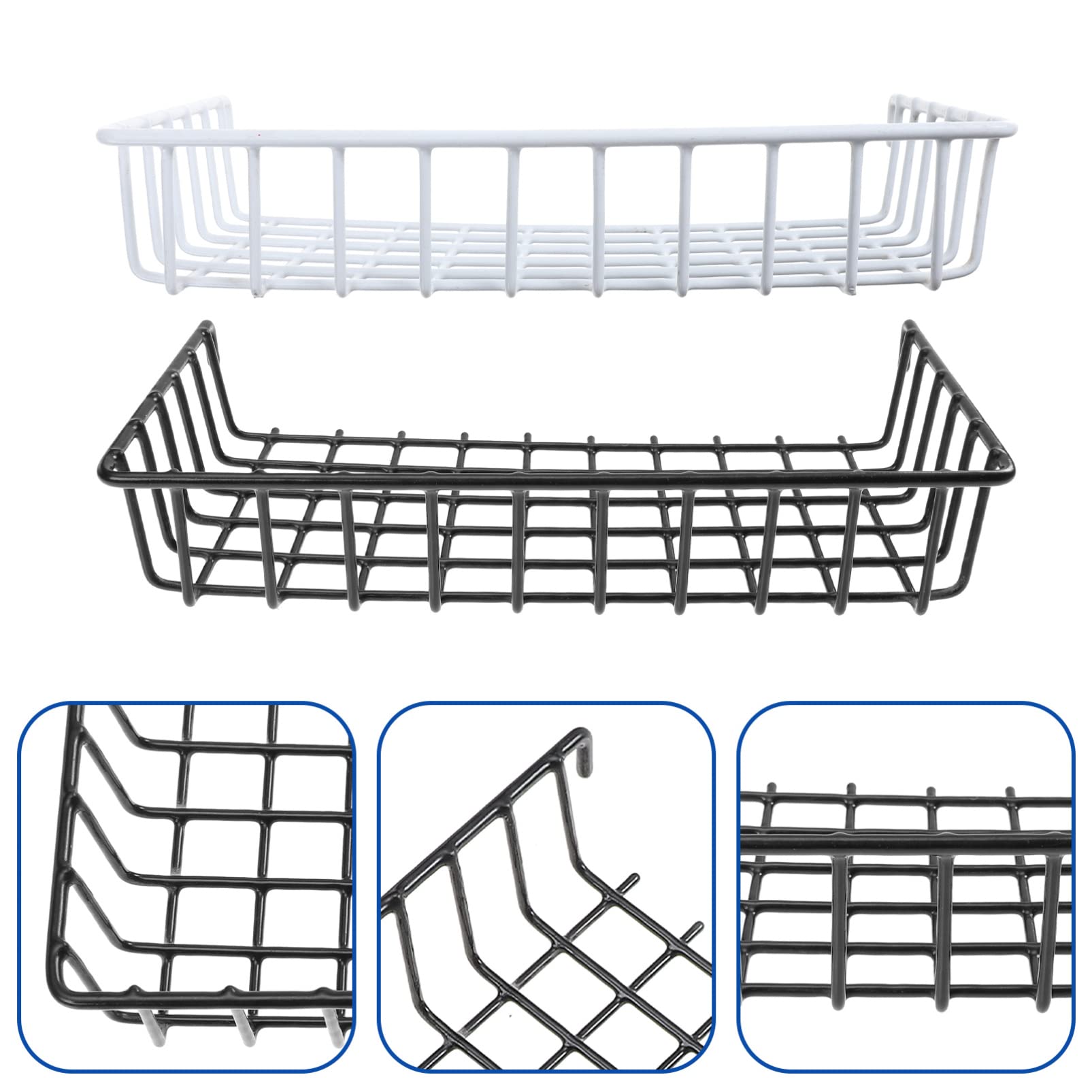 DOITOOL 2-Pack Under Cabinet Storage Baskets - Heavy Duty Iron Wire Shelf Organizer for Kitchen, Pantry & Bathroom - Perfect for Storing Snacks, Utensils & Household Items - Space Saving Cabinet Shelf Solution