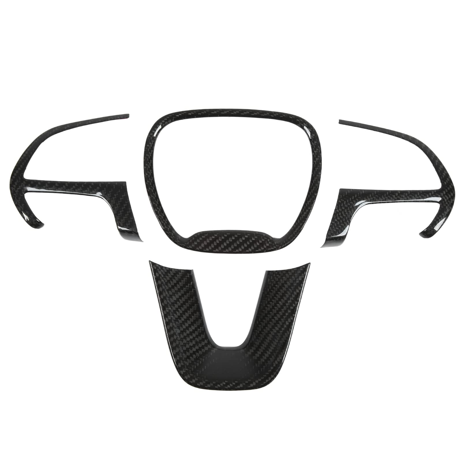 Ymiko 4pcs Carbon Fiber Steering Wheel Cover Trim - Interior Car Accessories Replacement for Dodge Challenger, Charger, Durango - Enhance Grip & Style for Driving Comfort