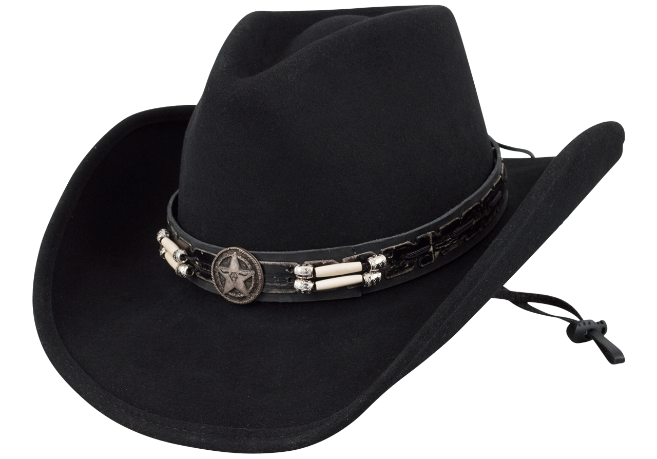 Bullhide Skynard Felt Cowboy Hat - Black | Western Style Cowboy Hat for Men & Women | Perfect for Rodeo, Country Music Festivals & Outdoor Adventures