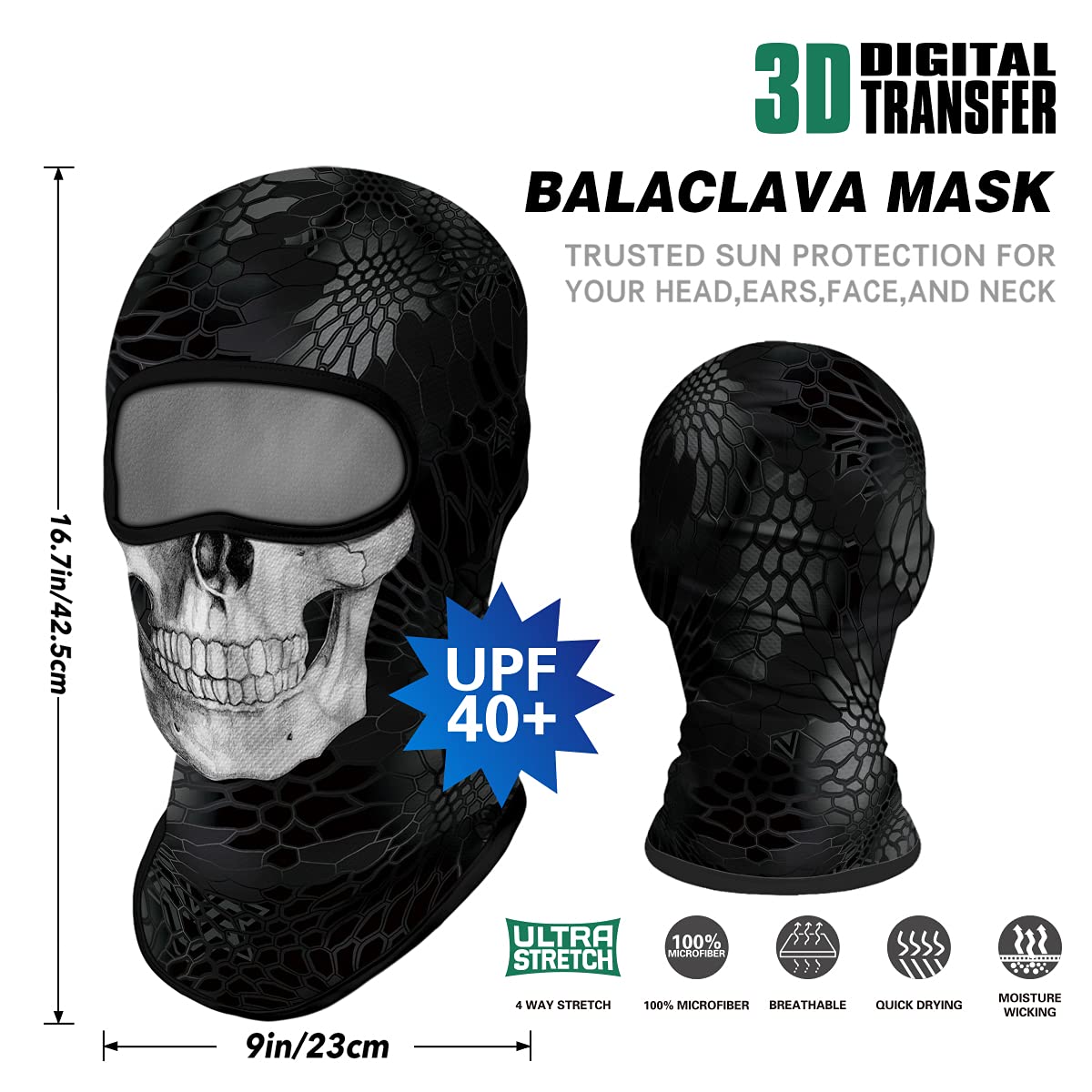 Venswell 3D Skull Balaclava Face Mask - Warm Winter Ski Mask for Cycling, Motorcycle & Snow Sports - Halloween Costume Accessory - Perfect for Cold Weather Outdoor Activities