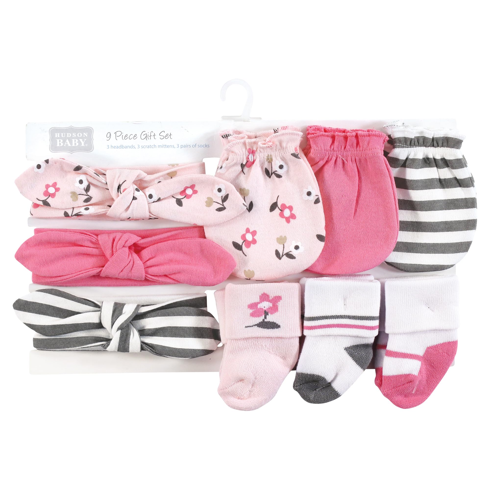 Hudson Baby Unisex Newborn Caps, Mittens & Socks Set - Fairytale Design - 0-6 Months - Perfect for Baby Showers, Photography & Winter Protection