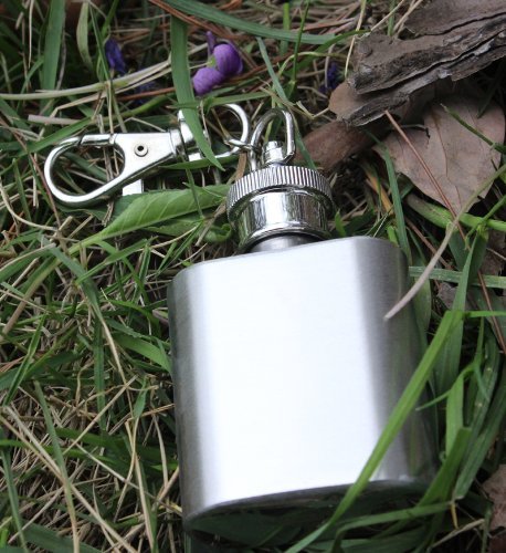 Premium Stainless Steel Keychain Flask - Brushed & Polished Finish (2 Sizes) - Perfect for Outdoor Adventures, Travel & Discreet Alcohol Storage