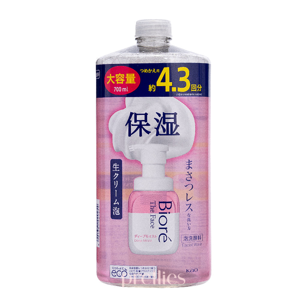 BIORE The Face Foaming Facial Wash (Refill) 700ml - Deep Moist Pink - Gentle Cleanser for Dry Skin | Daily Face Wash for Women & Men | Perfect for Morning & Night Skincare Routine