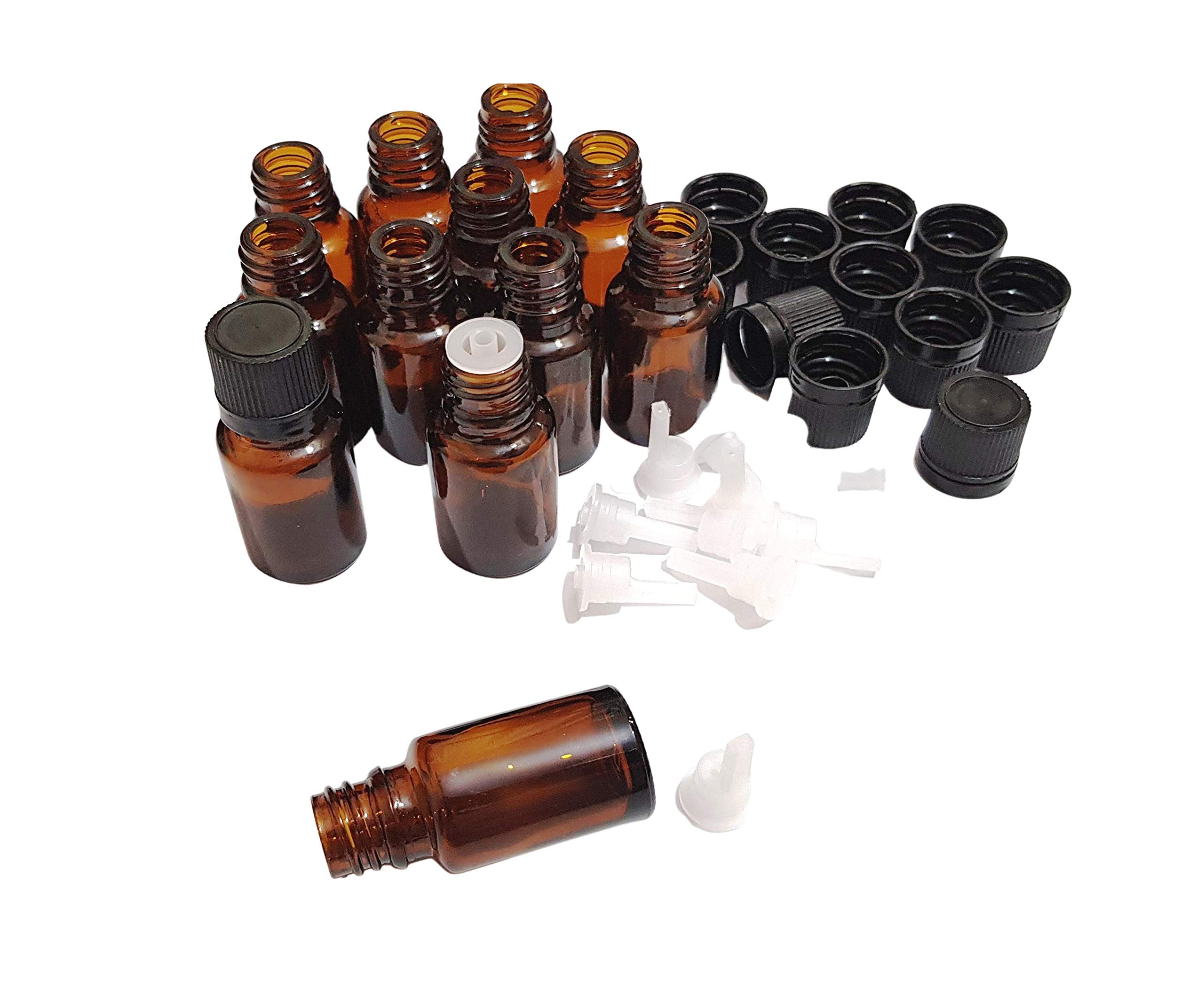 15ml Amber Glass Bottles with Leak-Proof Euro Dropper & Cap (12-Pack) - Essential Oil Storage, Medicine Dropper Bottles, DIY Liquid Containers - Perfect for Aromatherapy, Herbal Extracts & Travel-Sized Toiletries