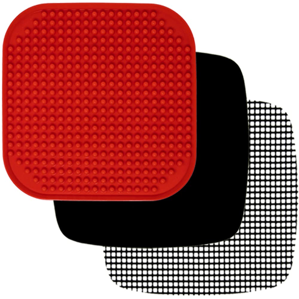 Reusable Air Fryer Liners Set of 3 with Silicone Mat - Heat Resistant Parchment Paper Replacement for Dreo, Dash, Philips, Emeril Lagasse & More - Perfect for Baking, Roasting & Frying Healthy Meals