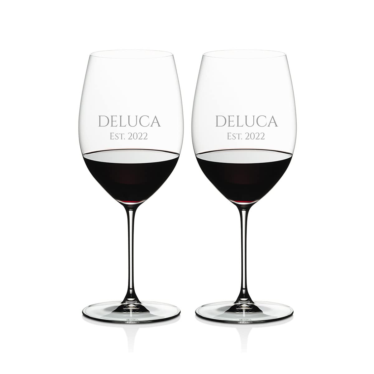 Riedel Veritas Cabernet/Merlot Wine Glasses Set of 2 - Custom Engraved 22.046 oz Crystal Stemware for Bordeaux, Cabernet & St. Emilion - Perfect for Wine Tasting, Romantic Dinners & Gift Giving
