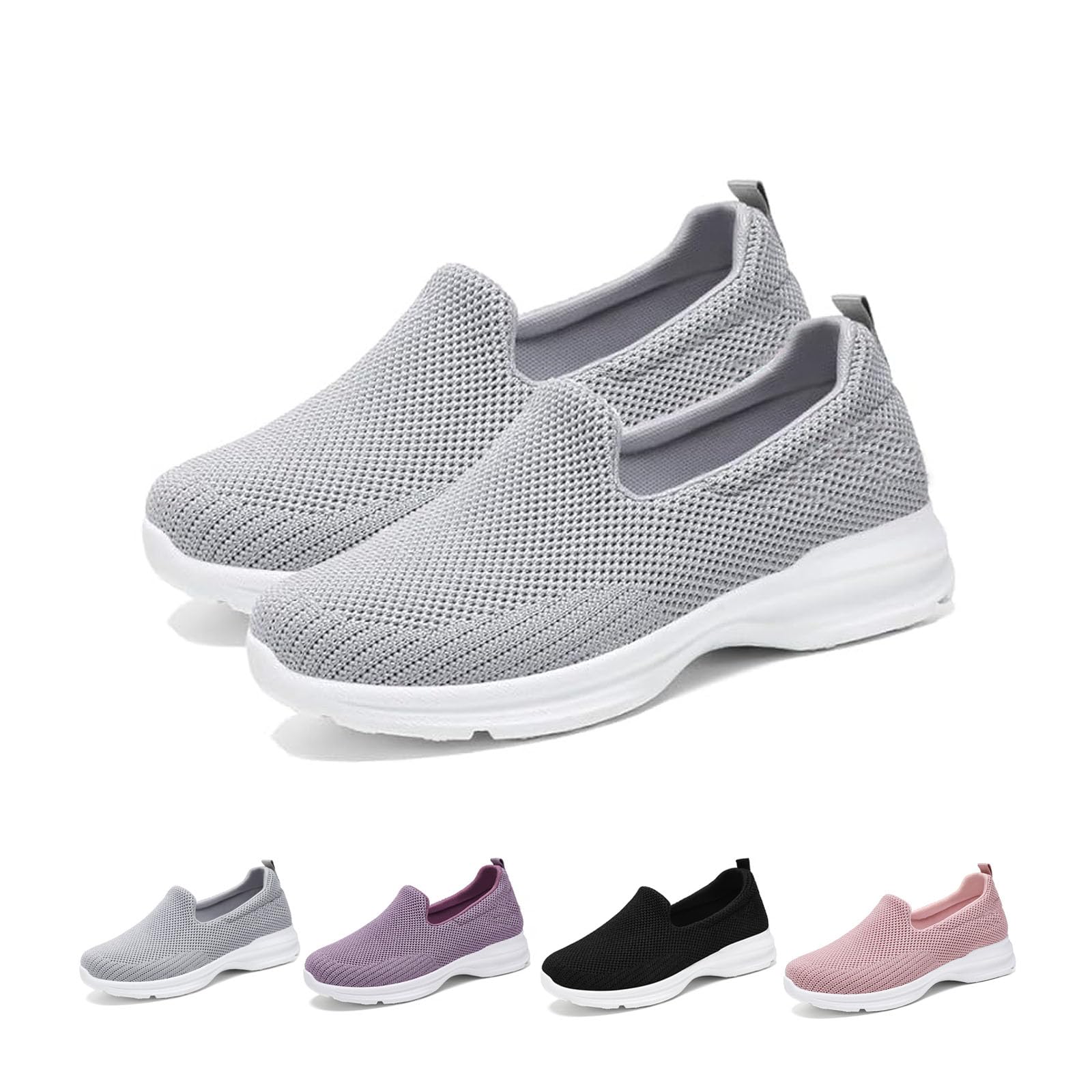 **Women's Orthopedic Sneakers with Arch Support - Slip-On Walking Shoes for Women - Non-Slip Low Top Work Shoes - Breathable Mesh Casual Sneakers for Work, Walking & Everyday Comfort**