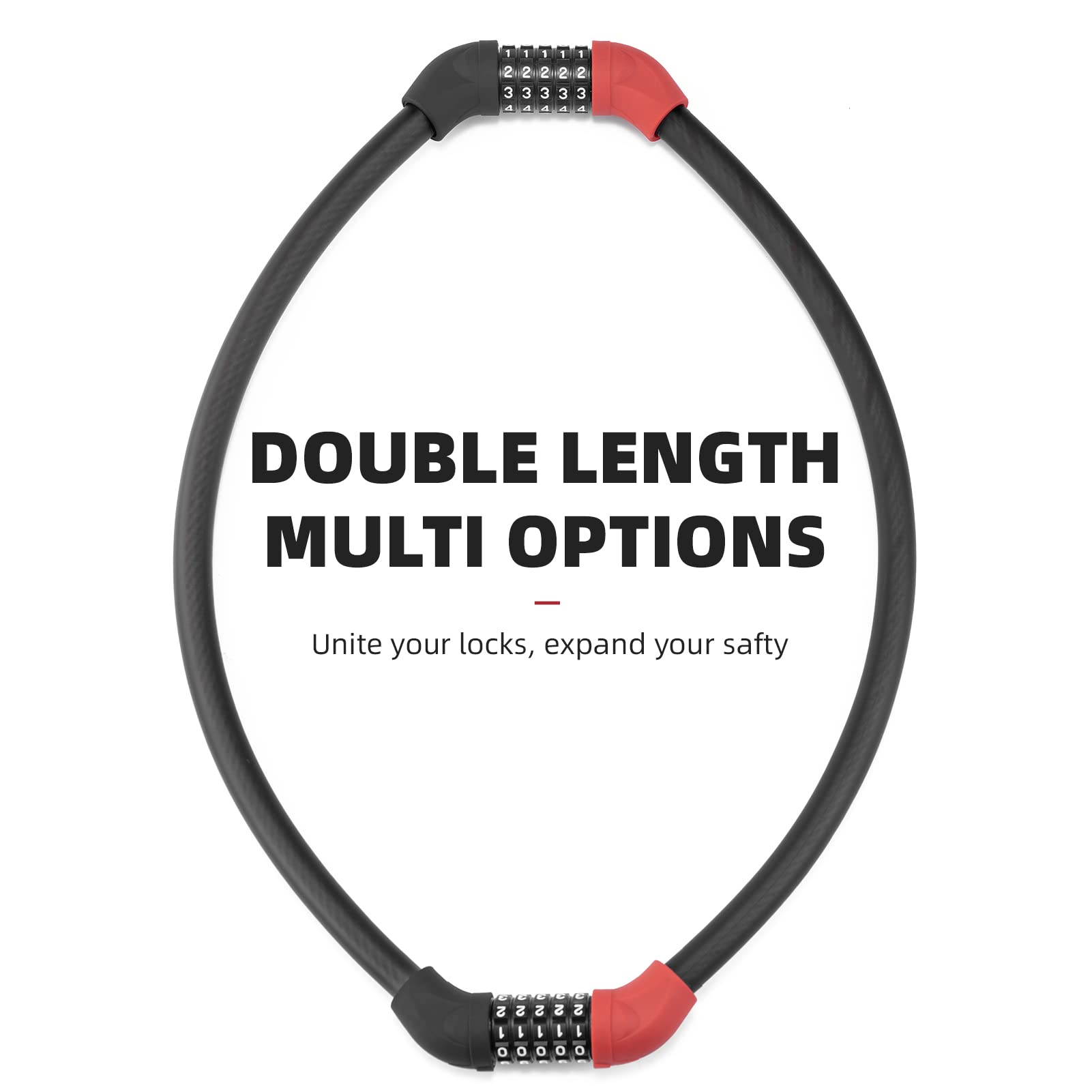 ROCKBROS 5-Digit Combination Bike Lock - Lightweight, Portable Cable Bicycle Lock for Outdoor Cycling, Commuting & Parking Security | Durable Anti-Theft Protection for Road Bikes, Mountain Bikes & E-Bikes