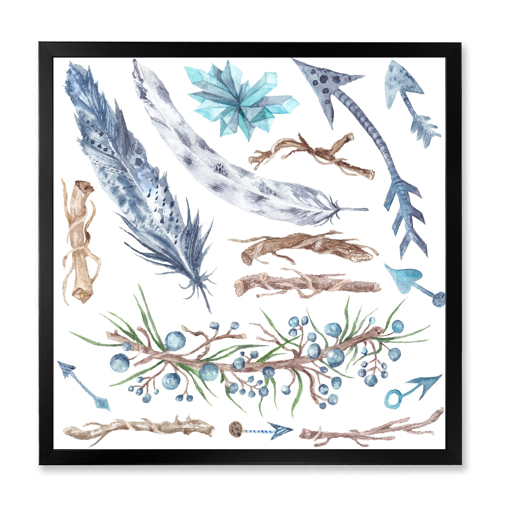 Tribal Forest Bohemian & Eclectic Framed Wall Art Decor - Handmade Canvas Painting for Living Room, Bedroom & Office - Nature Inspired Home Decor for Boho & Vintage Style Interiors