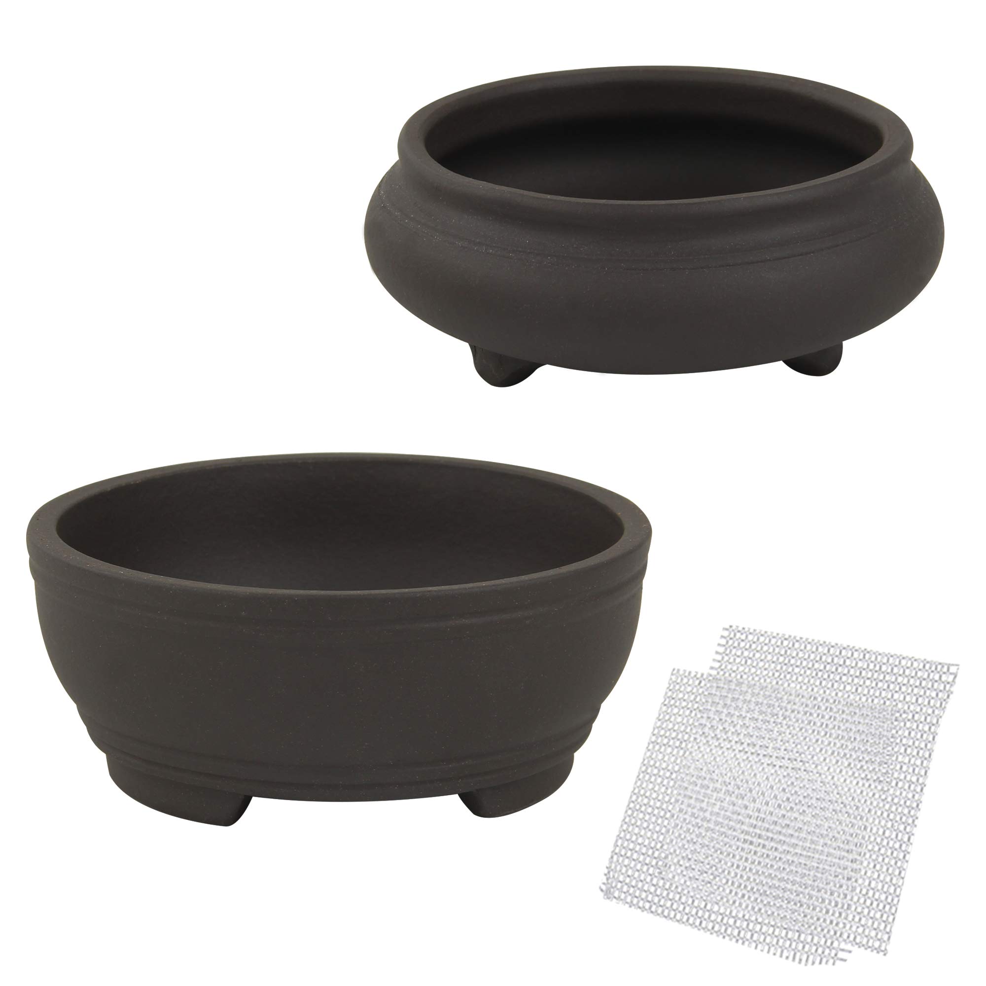 Happy Bonsai 2-Piece Unglazed Round Ceramic Succulent Planter Pot Set (3.9