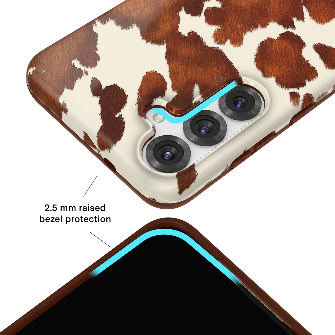 Premium Samsung Phone Case with Cocoa Cow Print - Durable Protective Cover for Everyday Use, Travel & Outdoor Activities