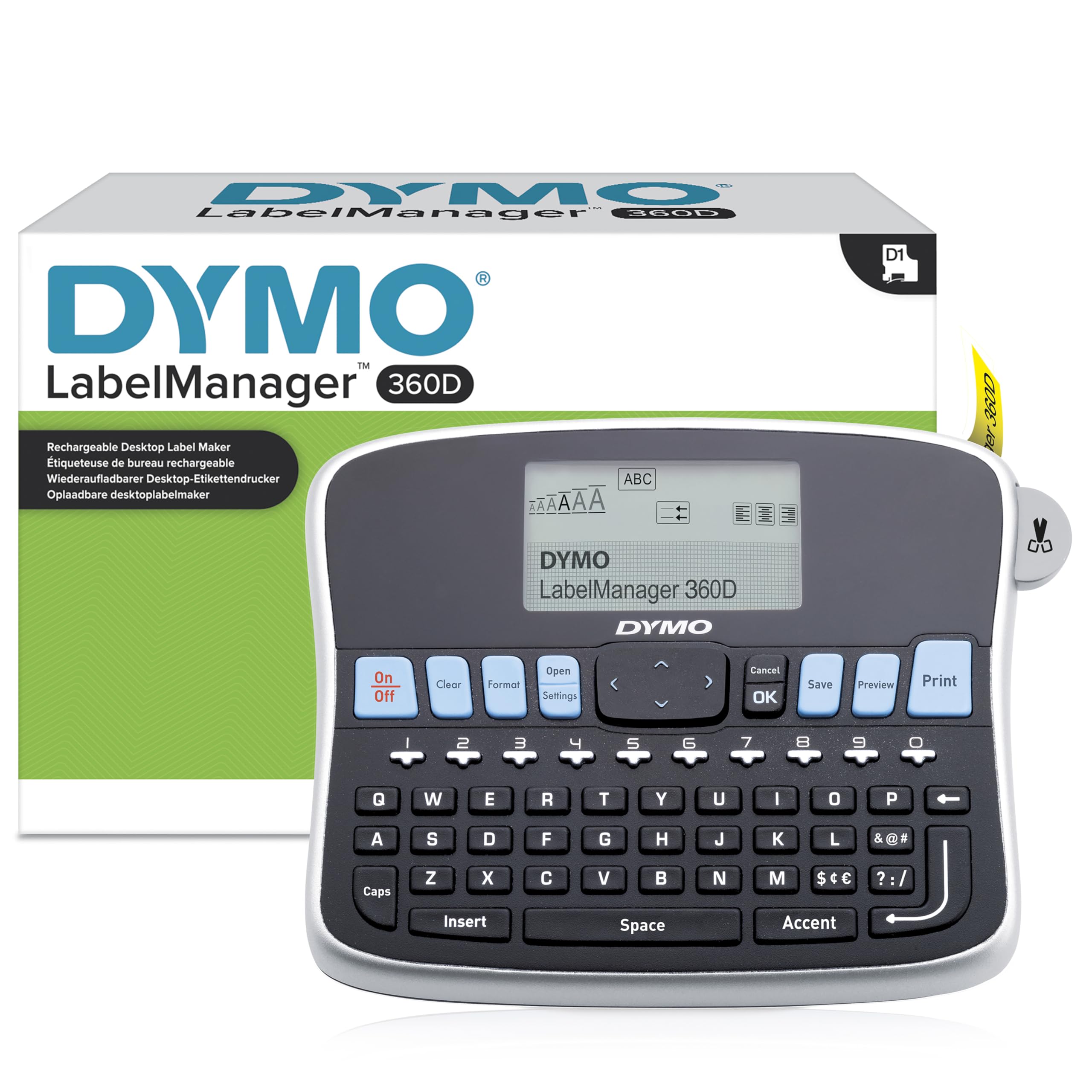 DYMO LabelManager 360D Rechargeable Handheld Label Printer - Wireless QWERTY Keyboard Label Maker with One-Touch Smart Keys & Large LCD Display for Home, Office, Warehouse Organization & Storage Labeling