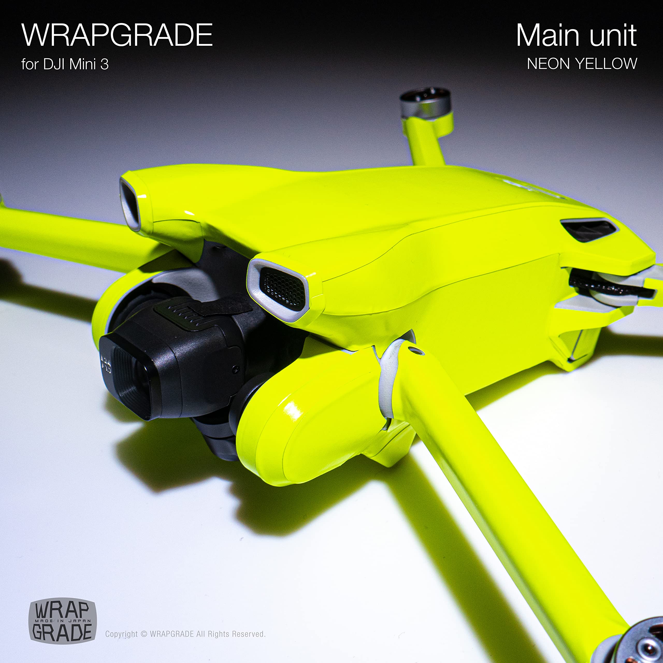 WRAPGRADE Skin Stickers for DJI Mini 3 Drone - Neon Yellow Protective Decals | Perfect for Customization, Scratch Protection & Aesthetic Enhancement
