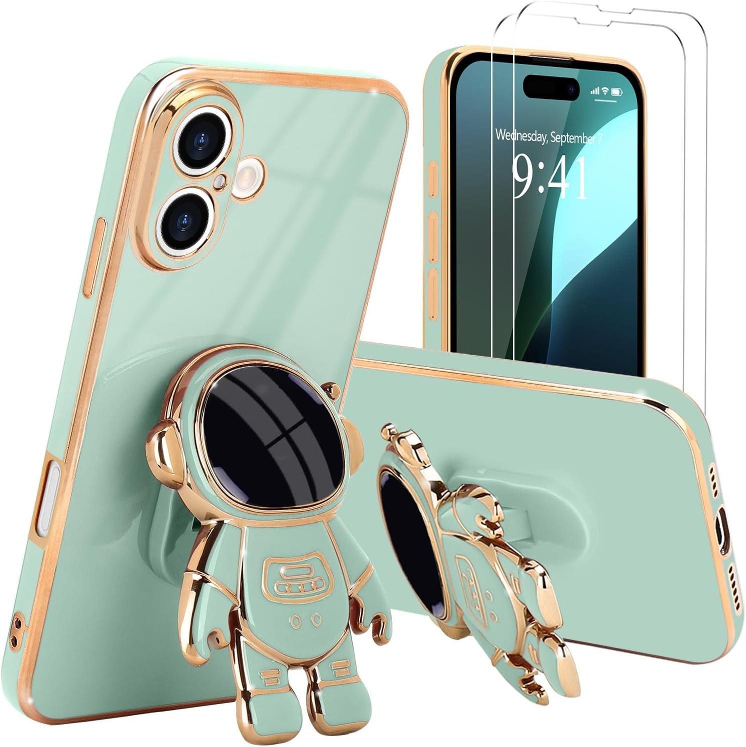 **3D Astronaut iPhone 16 Case - Cute Bling Soft Silicone Phone Cover in Hot Pink | Perfect for Everyday Protection & Stylish Outfits**