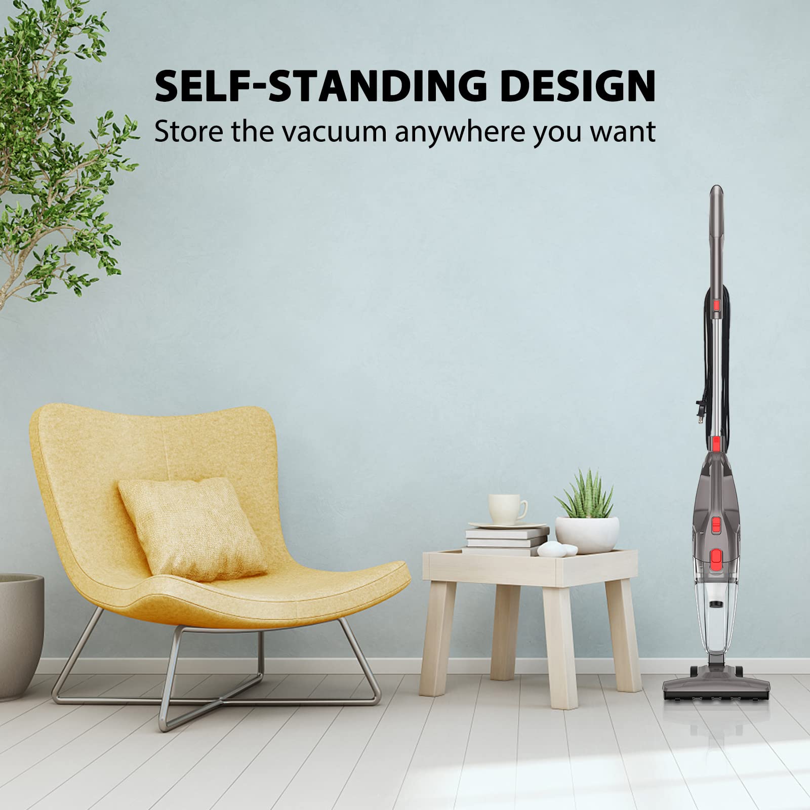 3-in-1 Lightweight Stick Vacuum Cleaner with 450W Powerful Motor - Corded Handheld Vacuum for Hard Floors, Carpets & Cars | Perfect for Quick Home Cleaning, Pet Hair Removal & Auto Detailing