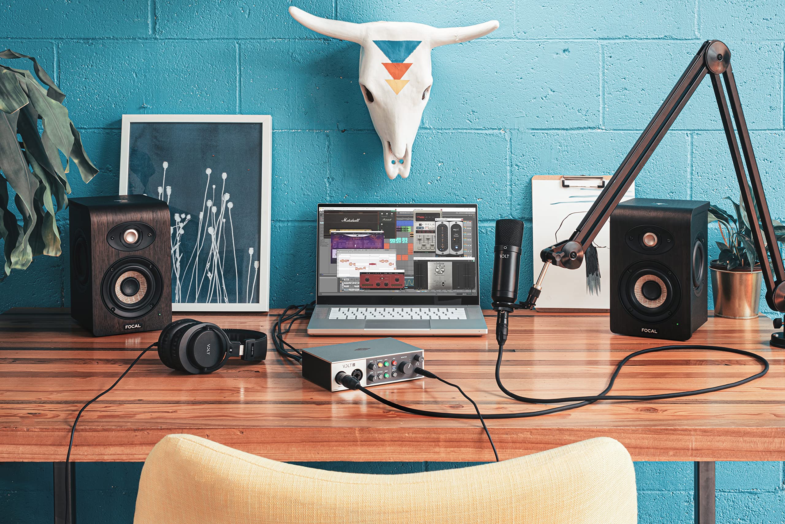 UA Volt 2 USB Audio Interface & Sony MDR7506 Professional Studio Headphones - Perfect for Home Recording, Podcasting & Music Production