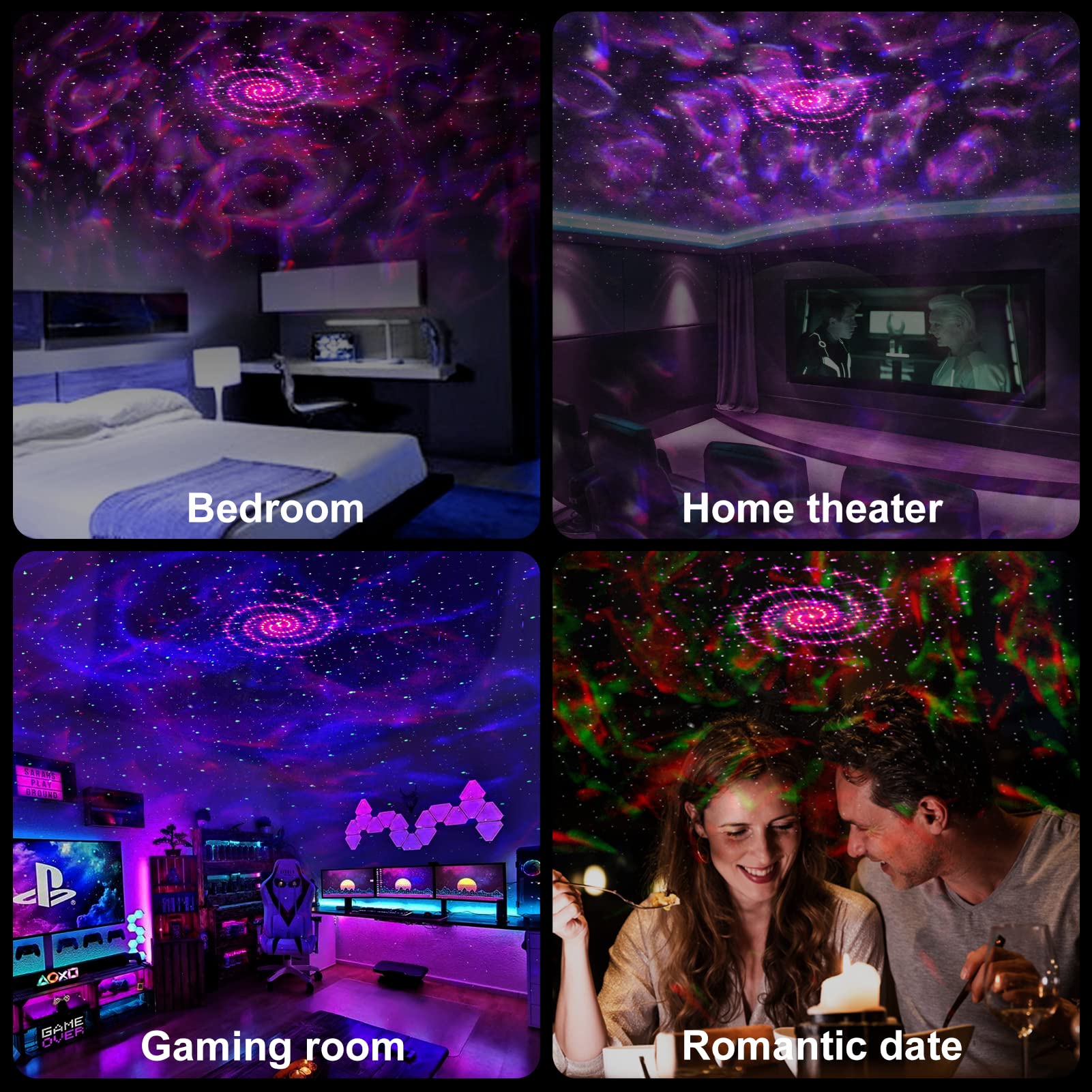 3-in-1 Galaxy Star Projector Night Light with Bluetooth Speaker & White Noise | Remote Control | Home & Bedroom Decor | Perfect Christmas & Birthday Gift for Kids, Women & Men (White) - Create Relaxing Atmosphere for Nursery, Meditation & Romantic Nights