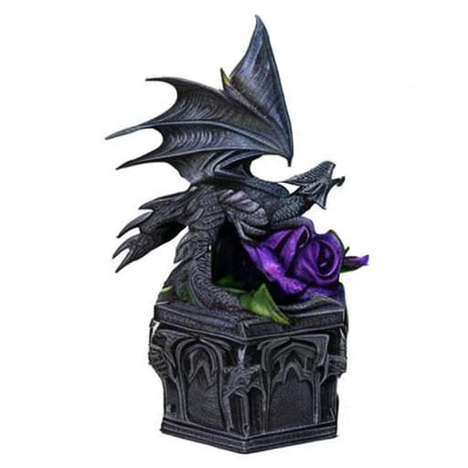 7.25 Inch Dragon Beauty with Purple Rose Jewelry Box - Handcrafted Figurine Trinket Box for Home Decor, Gift Giving & Collectible Display