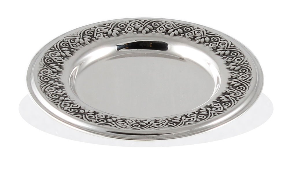 925 Sterling Silver Round Tray for Kiddush Cup & Wine Goblet - Elegant Judaica Serving Dish for Shabbat, Passover Seder, Jewish Holidays - Perfect for Synagogue, Home Celebrations & Jewish Gift Giving