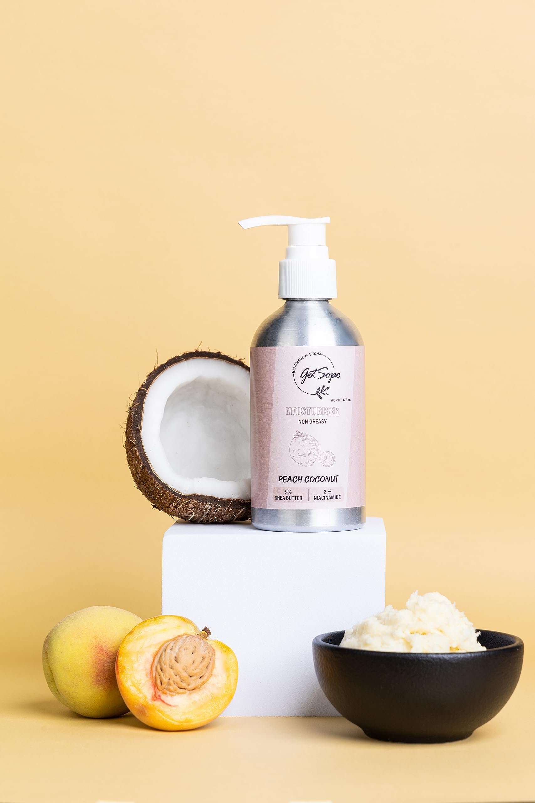 Sopo Shea Butter & Niacinamide Body Moisturizer - Non-Greasy Lotion for Dry, Oily & Combination Skin - 200ml - Hydrating Daily Skincare for Men & Women - Perfect for After Shower, Gym & Nighttime Use