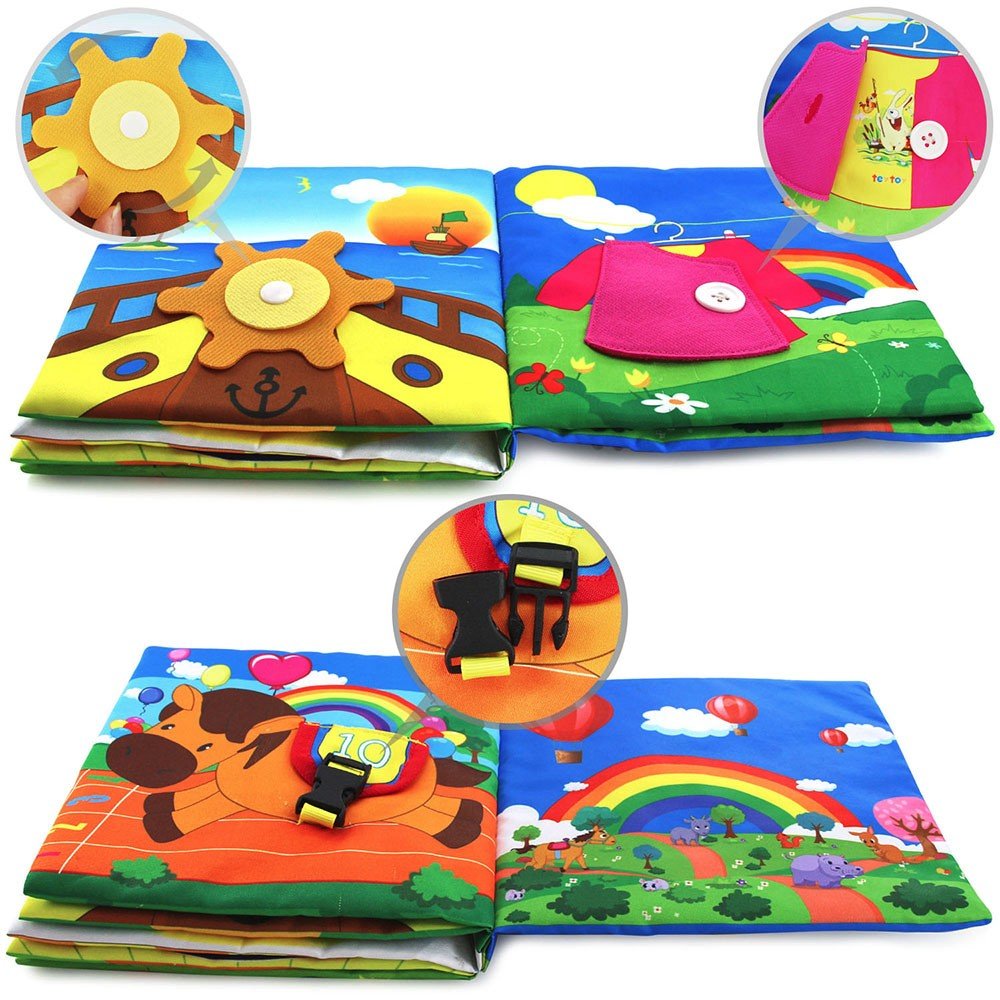 Montessori Soft Baby Books 0-12 Months - Non-Toxic Crinkle Cloth Sensory Books for Infants & Toddlers | Early Learning Visual Stimulation Toy for Newborns, Perfect for Playtime, Nursery, and Travel
