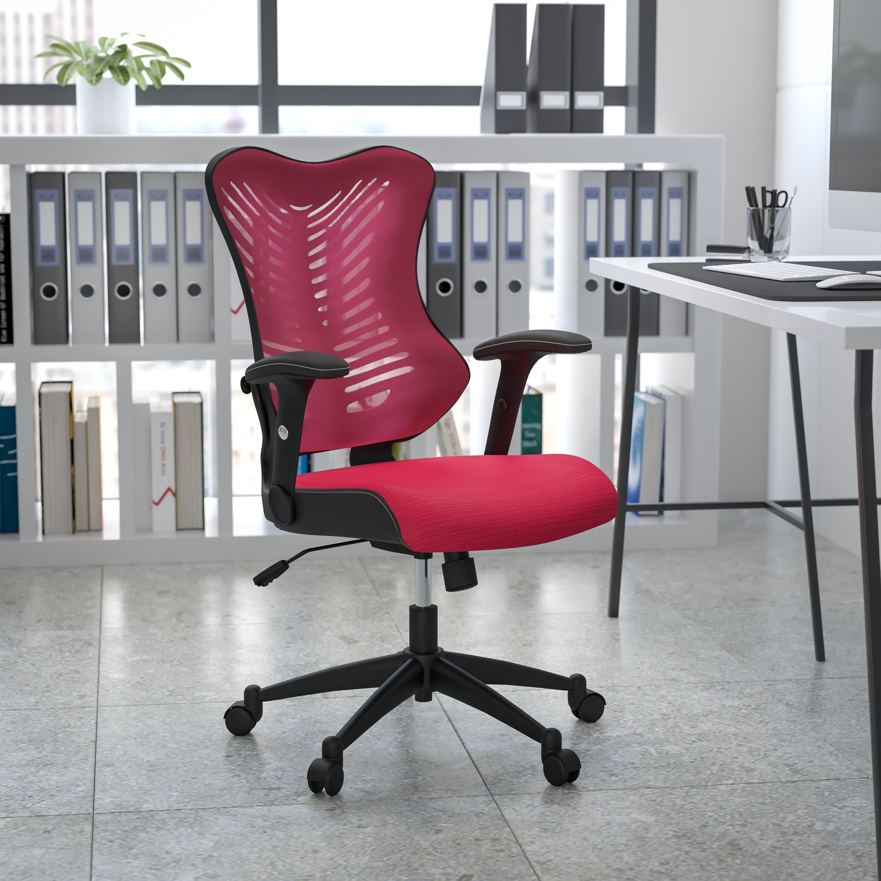 Ergonomic High Back Executive Office Chair with Adjustable Arms - Gray Mesh Swivel Chair for Home & Office Workspace - Perfect for Long Hours of Comfortable Sitting