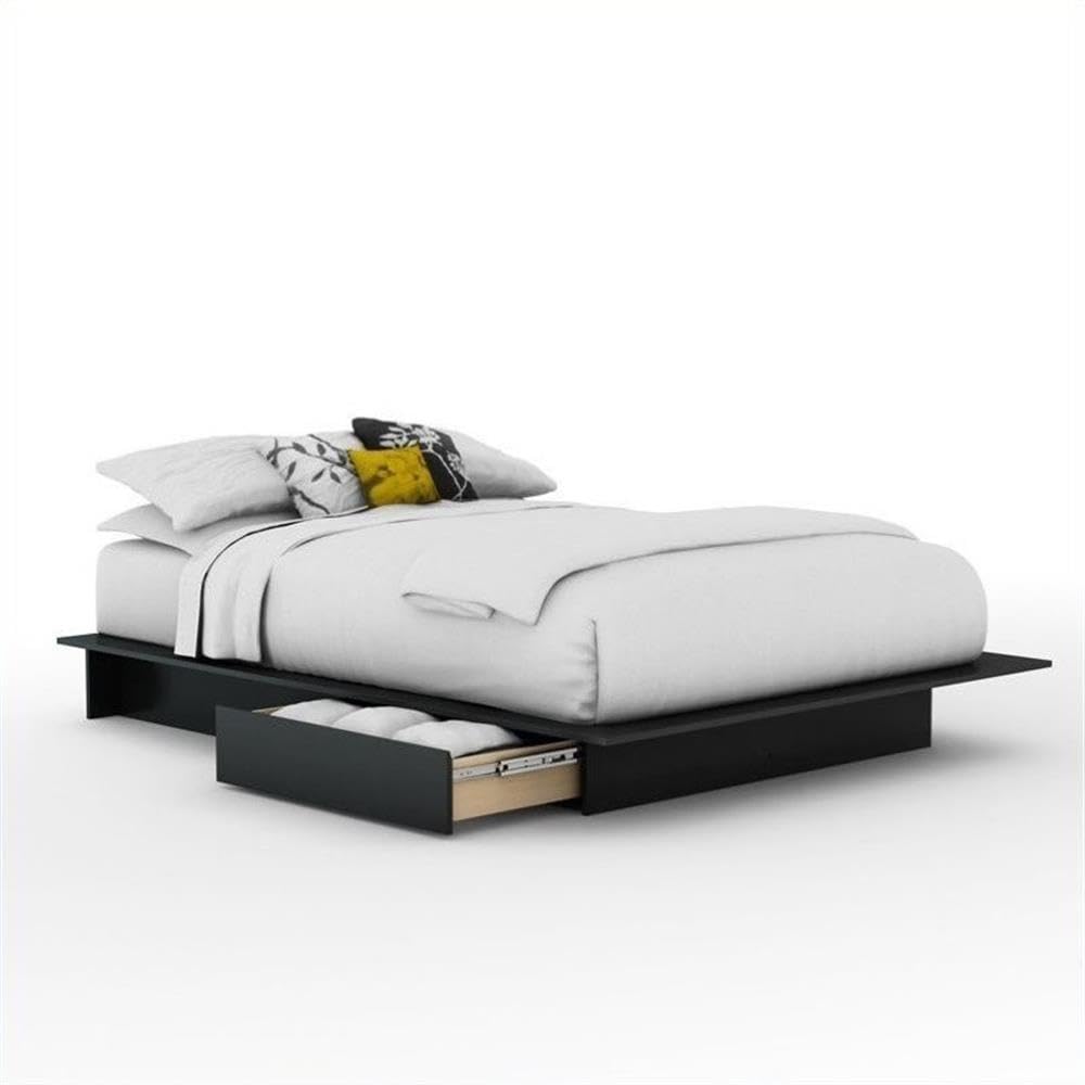 Home Square 3-Piece Bedroom Set - 2-Drawer Storage Platform Bed Frame & 2 Nightstands for Modern Bedroom Furniture | Space-Saving Design for Small Rooms & Apartments