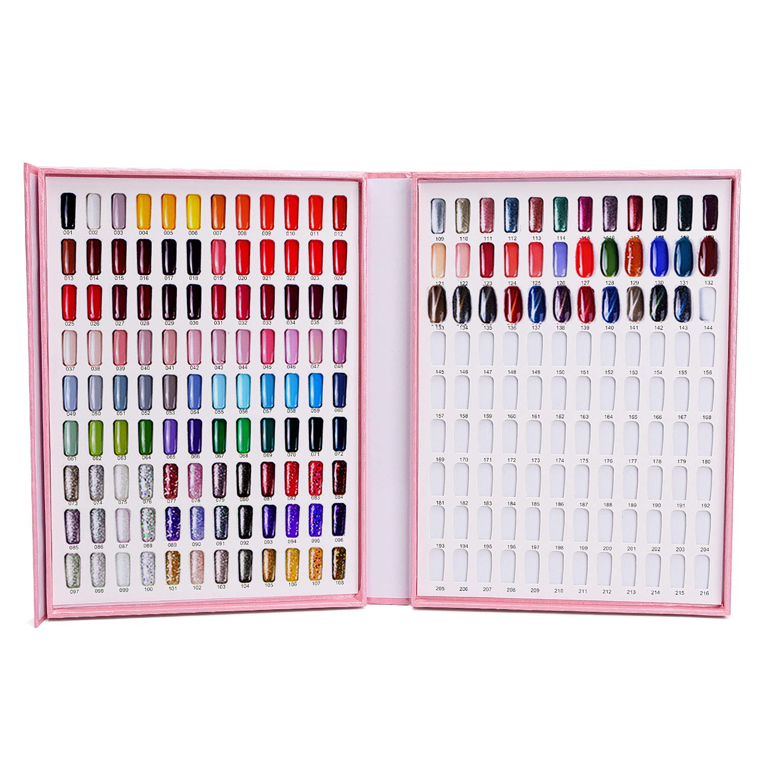 Noverlife 216 Gel Nail Polish Colors Chart Display Book with False Nail Tips - Professional Salon Nail Color Swatches & Practice Cards for Nail Art, Manicure, Pedicure | Perfect for Nail Technicians, DIY Home Nail Care & Beauty Salons
