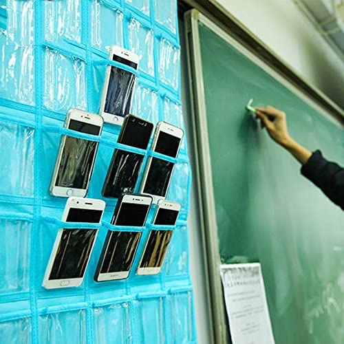 36-Pocket Hanging Classroom Organizer - Blue Cell Phone & Stationery Holder for Teachers & Students | Perfect for Classrooms, Dorms & Home Organization