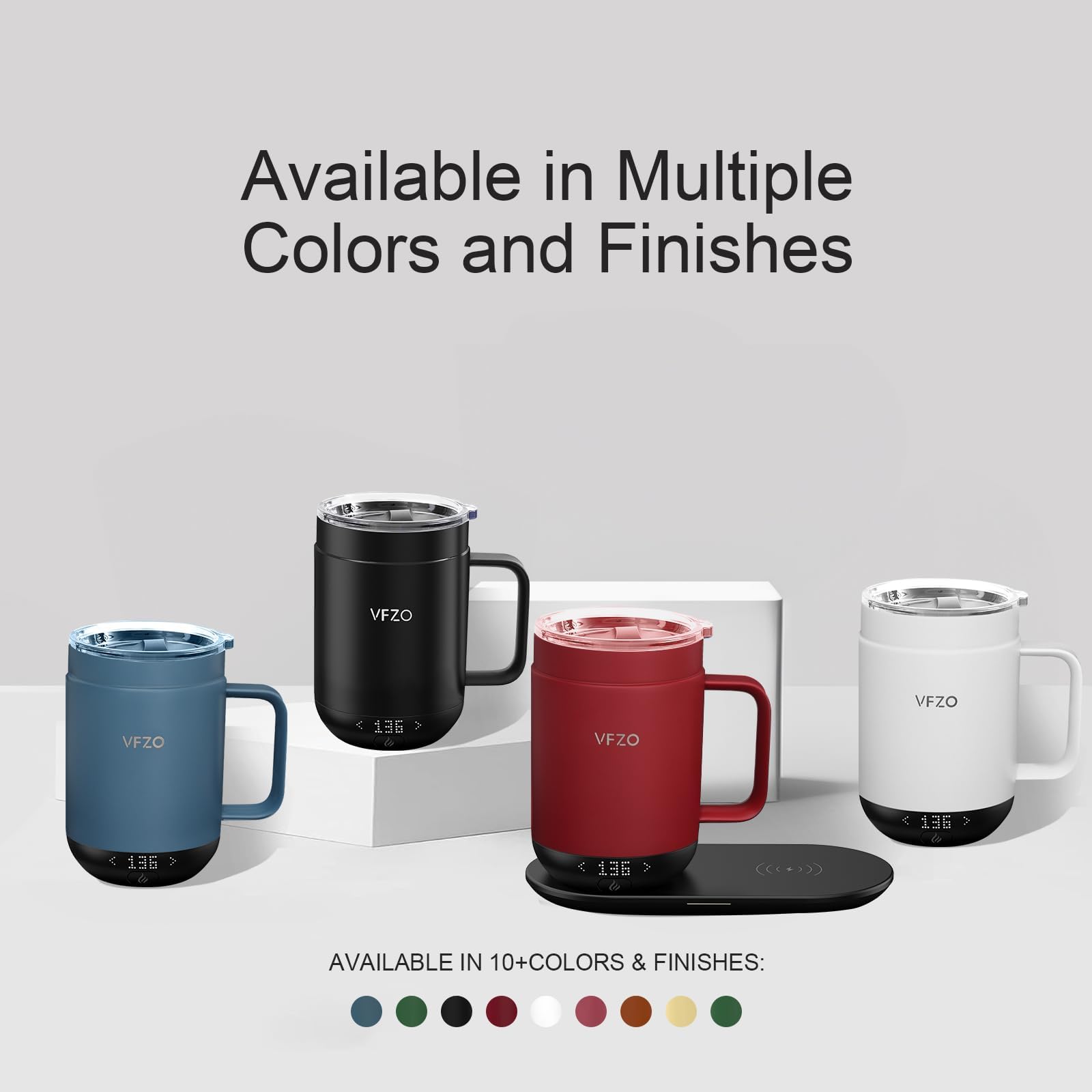 16Oz Smart Coffee Mug with Temperature Control & LED Display - Self Heating Travel Mug, 180 Min Battery Life, Fast Wireless Charging (149℉ Max) - Perfect for Office, Commute & Home Use (Burgundy, 16oz)