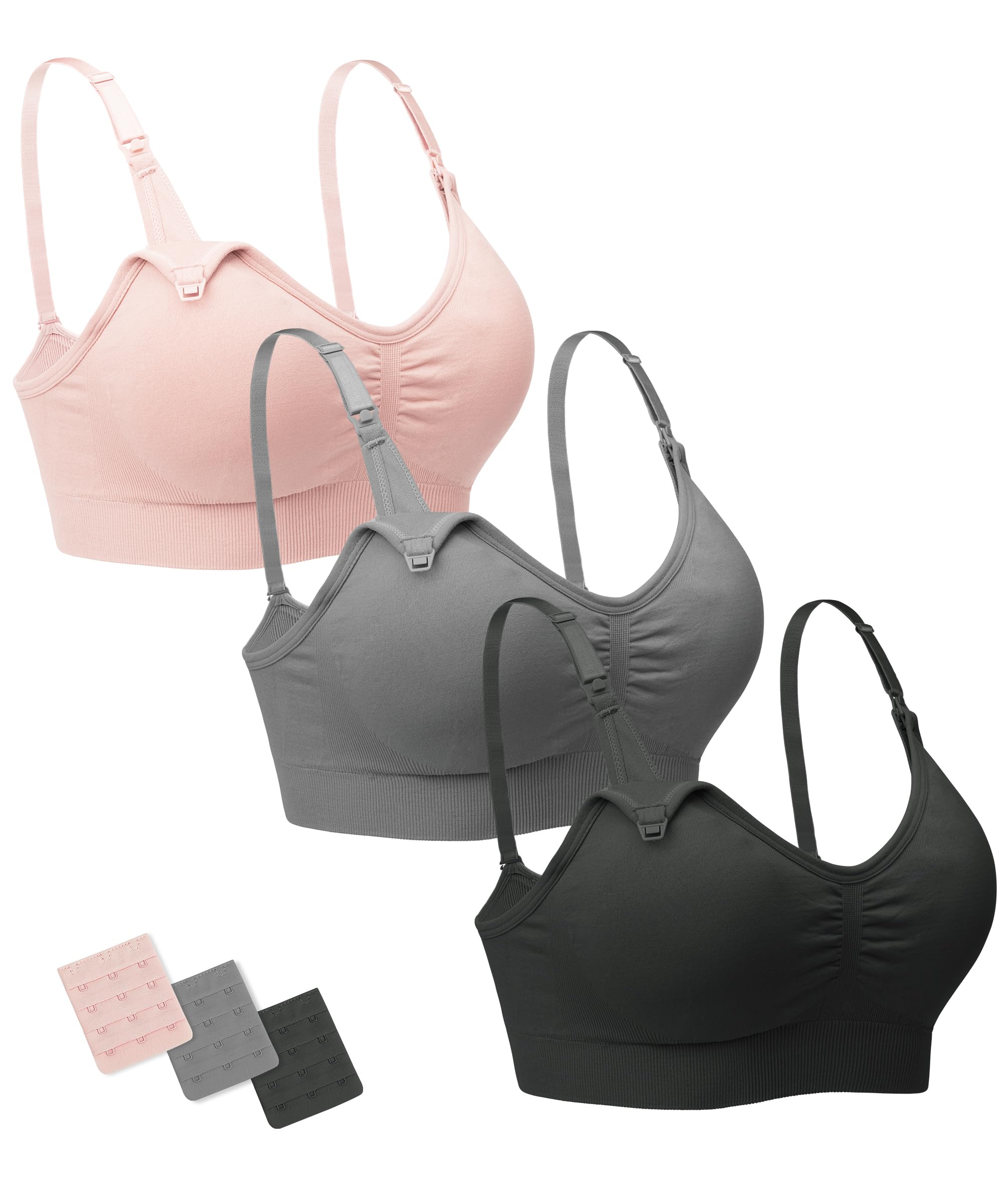 **Stelle Nursing Bras for Breastfeeding & Pregnancy - Wireless Maternity Bralette with Removable Pads, Extenders & Clips - Comfortable Support for Nursing Moms at Home or Work**
