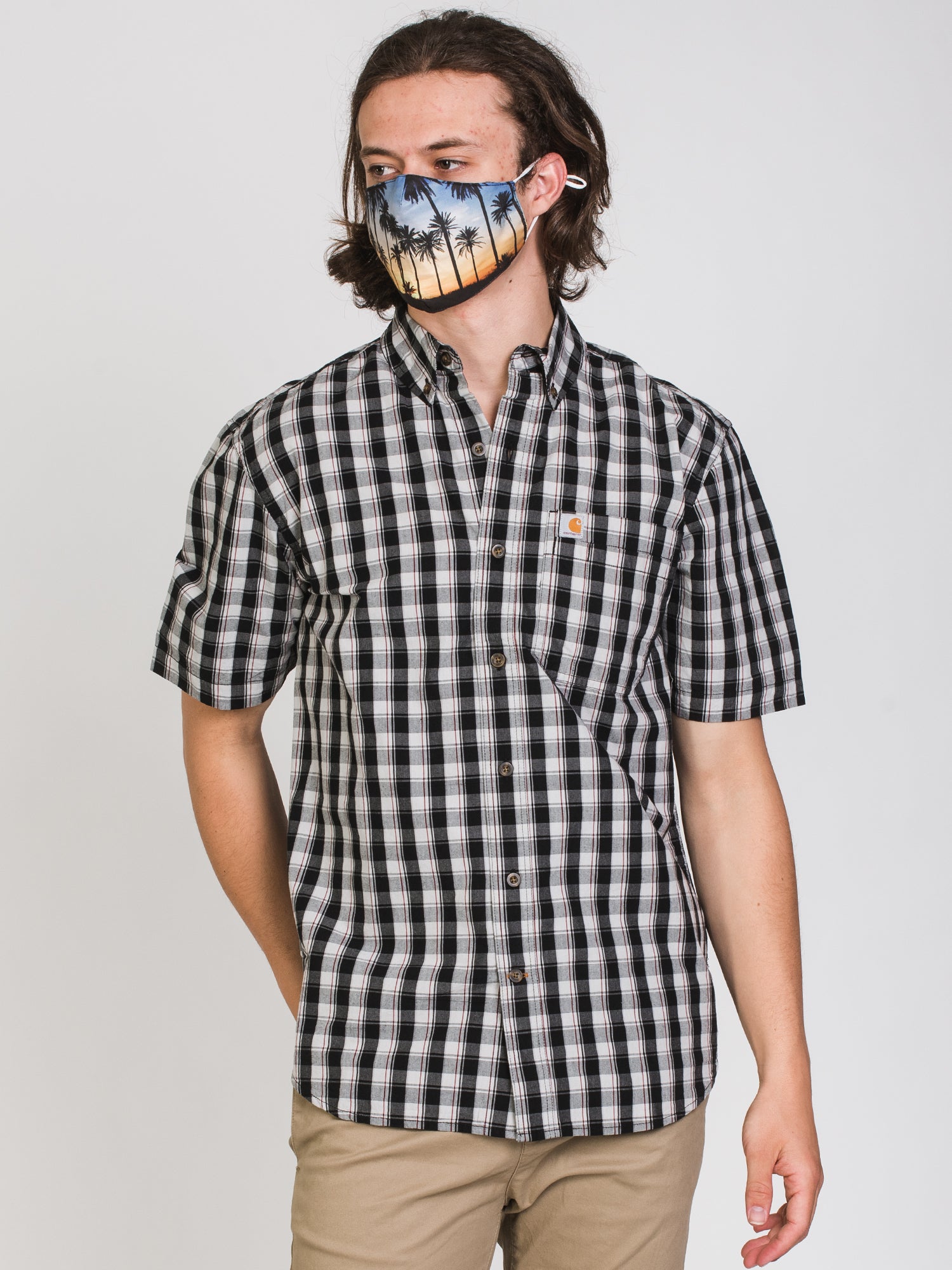 Carhartt Midweight Short Sleeve Plaid Shirt for Men - Comfortable Workwear & Casual Style - Perfect for Outdoor Activities, Construction Work & Everyday Wear