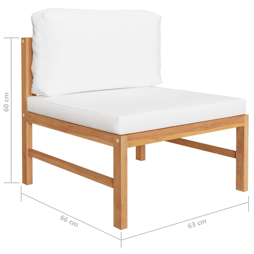 Premium Solid Teak Wood Outdoor Sofa with Cream Cushions - Weather-Resistant Durable Garden Furniture Set for Patio, Poolside & Backyard - Easy Maintenance Modern Design