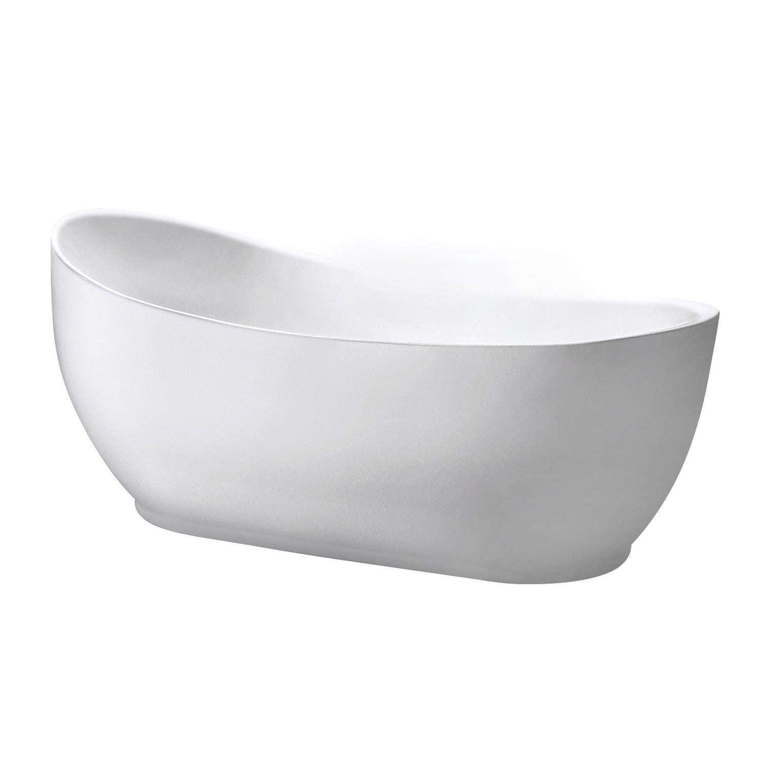 Aqua Eden 70 Inch Acrylic Oval Freestanding Bathtub - Glossy White Single Slipper Soaking Tub with Drain | Perfect for Luxury Bathrooms & Spa Retreats