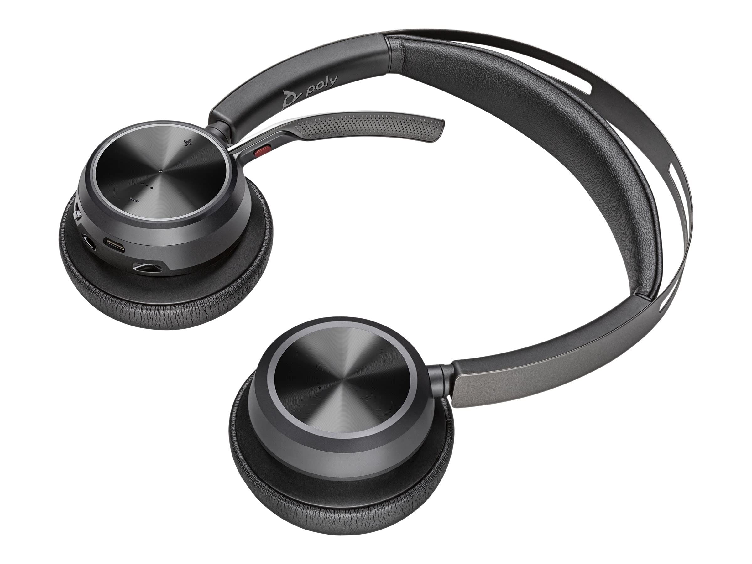Poly Voyager Focus 2 UC Wireless Headset with Active Noise Canceling - Bluetooth Headphones with Boom Mic for Mobile & PC/Mac (USB-C Adapter Included) - Certified for Microsoft Teams & Zoom - Perfect for Remote Work, Online Meetings & Call Centers